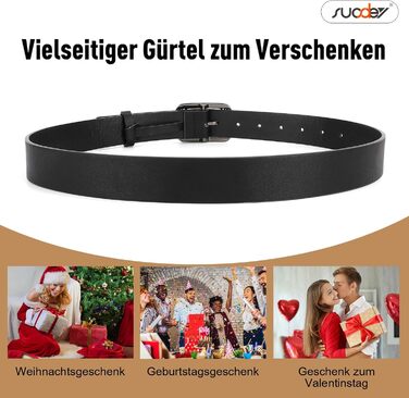 Жіночий шкіряний ремінь SUOSDEY Класичний чорний з квітковою пряжкою для джинсів, суконь, модних образів, 100 см, розмір талії 73-83 см