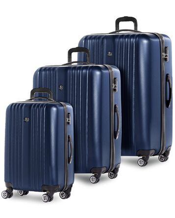 Набір валіз FERGÉ 3 шт. з жорстким корпусом, розширюваний. Валізи Trolley, Handgepäck, L, XL. Матеріал: 100% ABS, колір: рожевий (3 шт. в наборі, Navy)