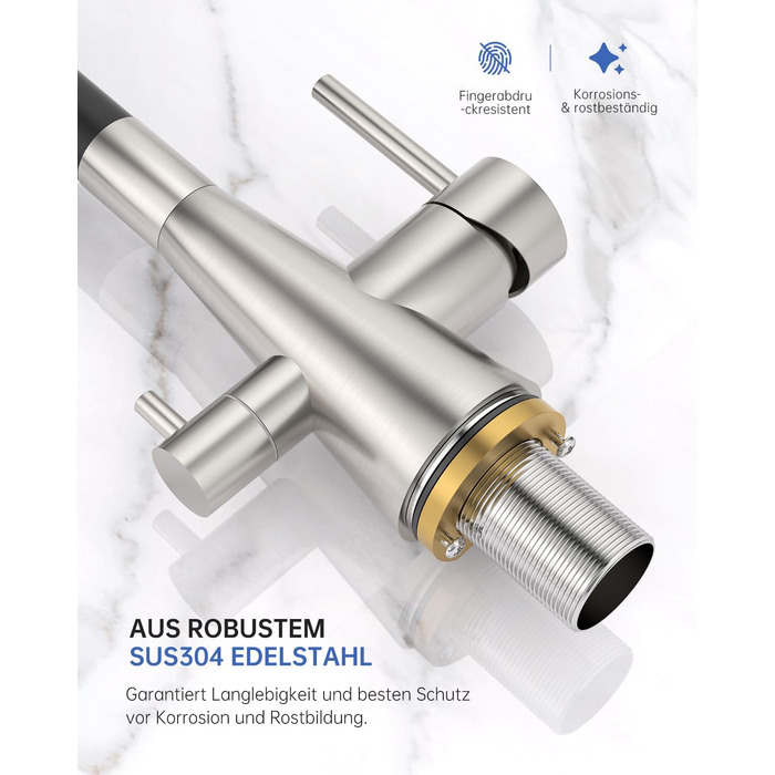 Кухонний змішувач Dayone з висувним виливом, нержавіюча сталь SUS304, високий тиск, 360° обертання, 2 функції, для кухні