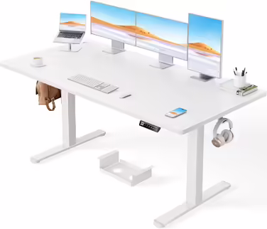 ErGear Height Adjustable Desk - 160 x 80cm, 220 lbs Load Capacity Electric Desk with Advanced Brushless Motor, Quiet Operation, Robust Metal Frame 160 x 80 cm White