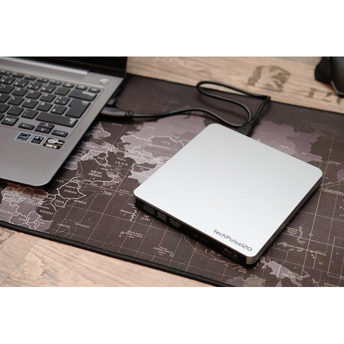 Зовнішній портативний Blu-Ray привід techPulse120 USB 3.0: запис та читання BD, DVD, CD для ноутбука, ПК, Mac OS, Windows