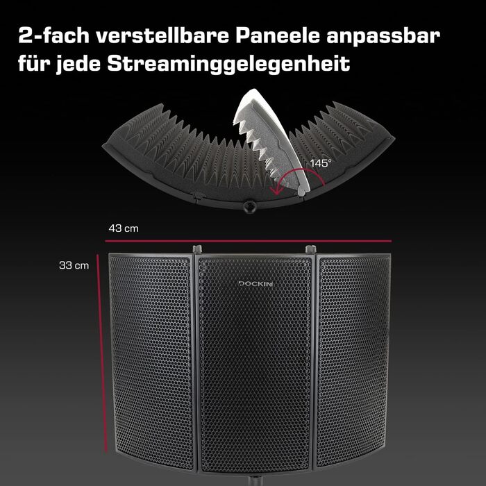 DOCKIN® MP2000: USB мікрофон-конденсатор для ПК, геймінгу, подкастів та стрімінгу. З міцним штативом, Pop-фільтр та Windscreen. Преміум якість звуку.
