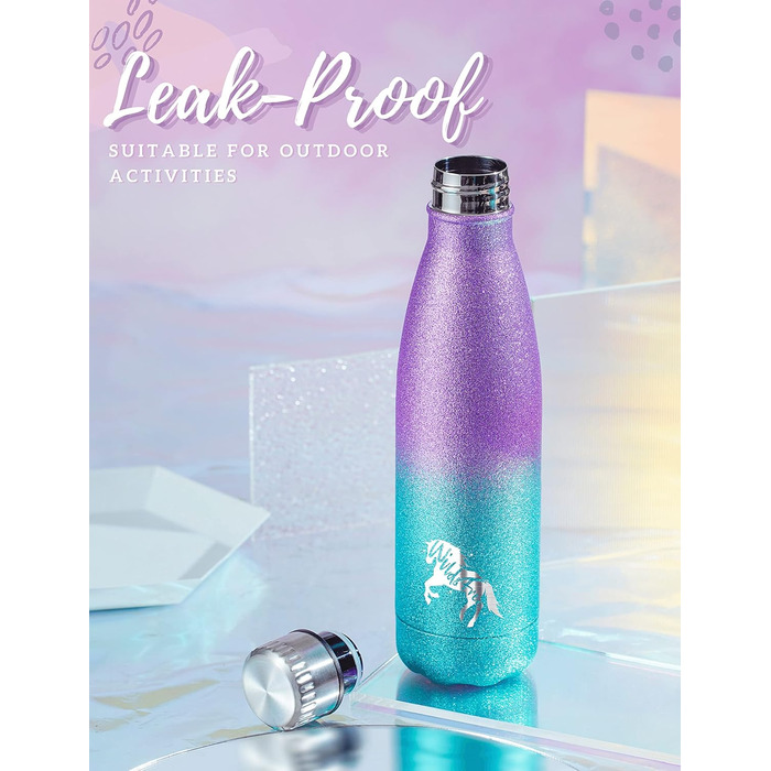 Horse gifts for girls, women, horse water bottle, insulated stainless steel water bottle, riding gifts for horse lovers, for birthdays, Christmas, back to school, violet-blue