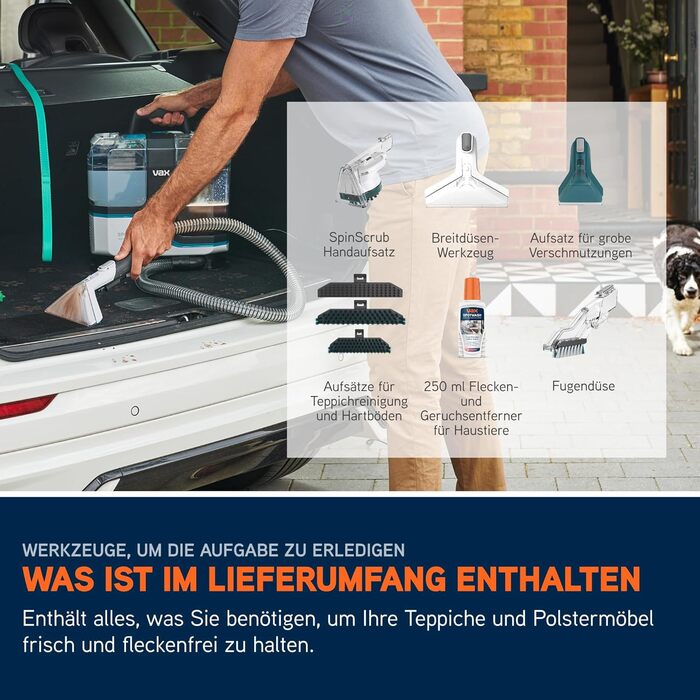 Vax SpotWash Max Pet Edition: Потужний мийник для килимів та м'яких меблів з технологією SpinScrub, 2,8L XL-резервуар, глибоке очищення для тварин, диванів та твердих підлог