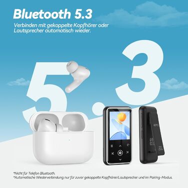 MP3 плеєр AGPTEK 64GB з кліпсою для спорту, Bluetooth 5.3, 1.8