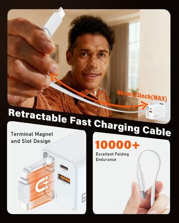 Зарядний пристрій GaN III 10-в-1 USB-C PD 140W/100W QC20W для ноутбука, MacBook, iPad, iPhone, Samsung Galaxy – білий