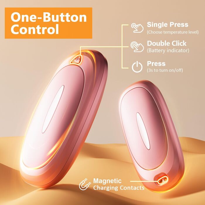 Електричні грілки для рук 2 шт. 4000mAh з зарядним кейсом 10000mAh, 3 режими нагріву, USB-C, для катання на лижах, кемпінгу, подарунок, рожевий