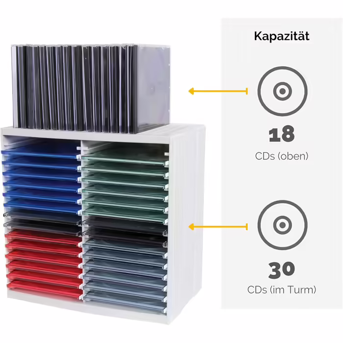 CD-органайзер Fellowes з автодоводчиком, для 48 CD, горизонтальне та вертикальне розміщення, платиново-сірий