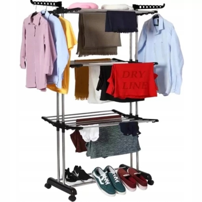Вертикальна підлогова сушарка для одягу на колесах, велика, для балкона