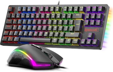 Redragon S113 Комбо Клавіатура та Миша для Ігор з Механічними Клавішами, RGB Підсвічуванням та Мишею 3200 DPI (Brown Switches) для ПК Windows QWERTY