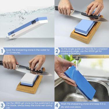 Набір для заточування ножів 2 в 1 SHAN ZU: Schleifstein (1000/5000) + Abziehstein, з керівництвом кута та силіконовою основою