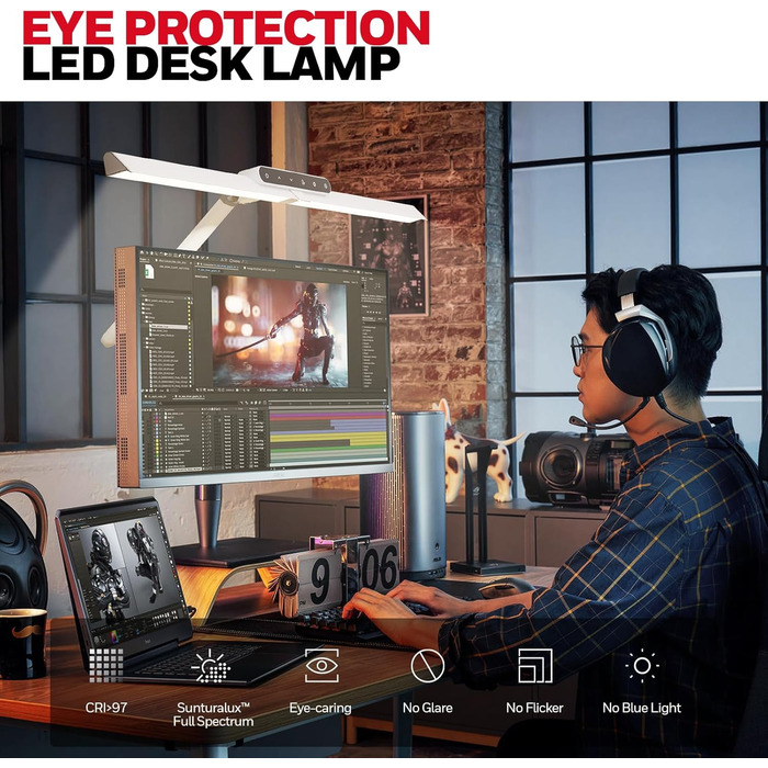 LED лампа Honeywell HJ1 Sunturalux™ для офісу та дому: регульоване світло, кріплення, захист очей, гнучкий дизайн