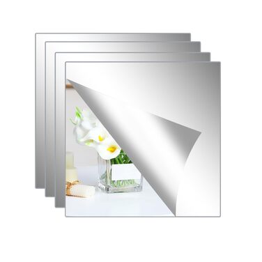 Клейкі дзеркала Hode, 4 шт., 30x30 см, акрил 2 мм - для ванної, вітальні, шафи