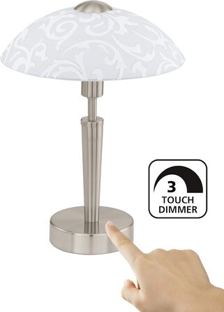 Настільна лампа EGLO Solo 1 з регулюванням Touchdimmer, сталь, скло satiniert weiß, E14