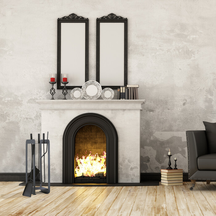 Relaxdays 5-Piece Fireplace Set in Grey/Black