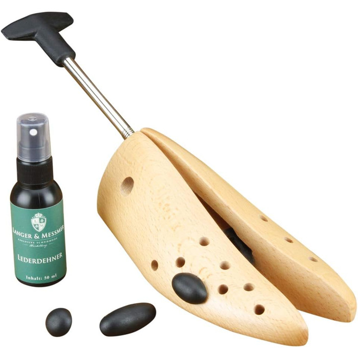 Langer & Messmer Shoe Stretcher for Men against tight shoes or boots - made from solid beechwood and metal mechanics - Stretches in width and length incl. leather stretching spray 50ml (EU M 41/43 - UK 7.5/9, Width)