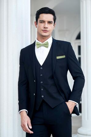 Енлізіон краватка-метелик для чоловіків з кишеньковим хустинкою - Комплект краватки-метелика та хустинки для весілля, костюма, з подарунковою коробкою (світло-зелений)