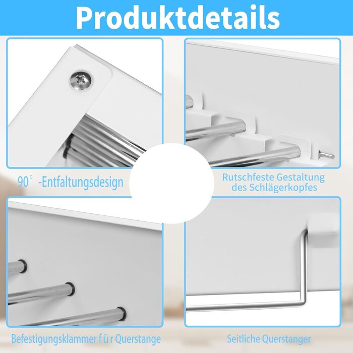 Настінний сушильник для білизни з довгими стіжками, 5 ліній сушіння, розкладний, для дому та вулиці, ванна кімната (білий, 80 см)