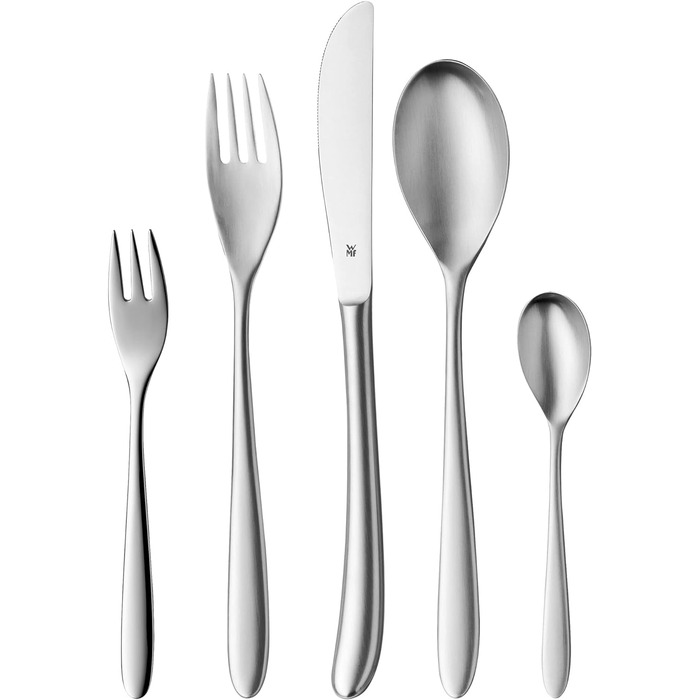 WMF Silk Cutlery Set, 12 Place Settings, 60-Piece Dinner Set, Monobloc Knives, Brushed Cromargan Stainless Steel, Dishwasher-Safe Silk 60-Piece Single
