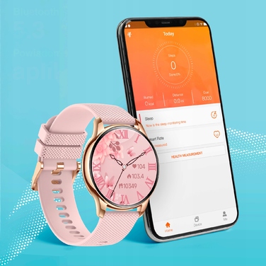 Смарт-годинник Emavo для жінок, золотий, у комплекті з 5 ремінцями