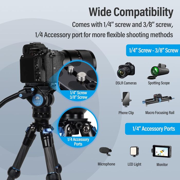 SIRUI AM-203S Міні-штатив з алюмінію: компактний, 15кг, 42см, для DSLR, Vlogging