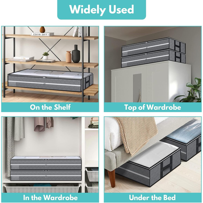 Органайзер для зберігання під ліжком GARPROVM 96L (2 шт.) 104x50x18 см, з фетру, для постільної білизни, ковдр, одягу