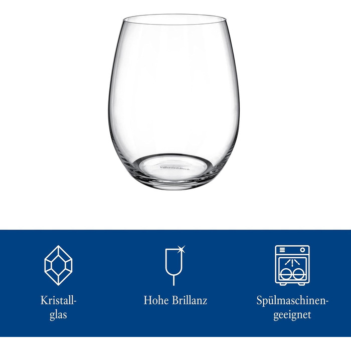 Набір склянок для води Villeroy & Boch Entree 4 шт, 250 мл, кришталь, для десертів, смузі, соку, можна мити в посудомийній машині