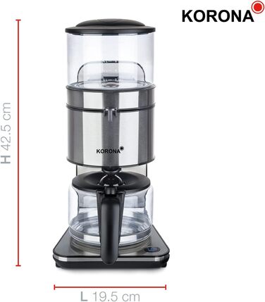 Кавоварка Korona 10295, нержавіюча сталь, 1,25 л, 1800 Вт, технологія проливного заварювання