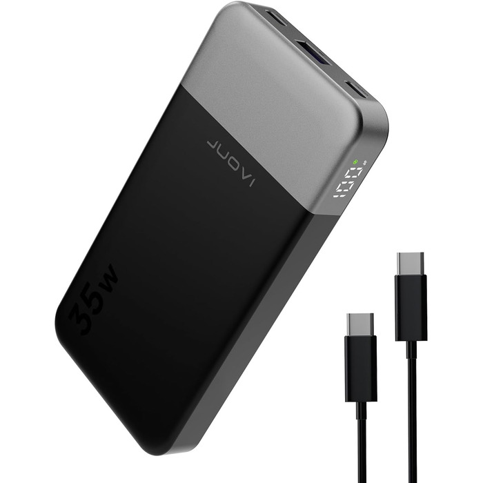 Портативний повербанк JUOVI 10000mAh, 35W з 2 USB-C та 1 USB-A, PD 3.0 QC 4.0. Швидка зарядка для iPhone, MacBook, iPad (Зелений)