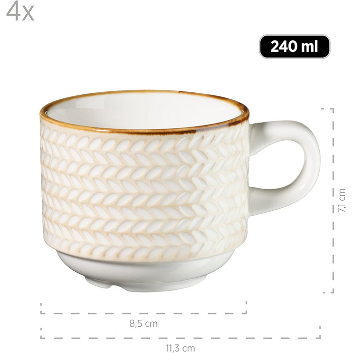 MÄSER Serie Prospero: 8-Piece Premium Porzellan Set для 4 осіб (кавовий сервіс)