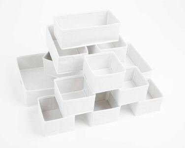 Large Drawer Organization System 12-Piece Set White Boxes Storage Organizer Drawer Cabinet Organizer Storage Box Closet Organizer