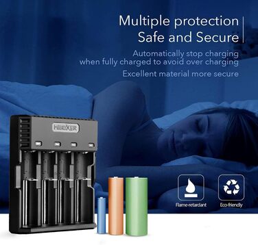 Зарядний пристрій MiBOXER C4S 3A для AA, AAA, Li-Ion акумуляторів (18650, 26650) з LCD дисплеєм та контролем температури