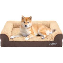 Ортопедичне ліжко для собак Joyelf середнього розміру, U-подібне диван з піни, знімний та пральний чохол та антиковзаюча підкладка для собак маленьких та середніх порід - Колір кавовий - 70*52*16.5 см