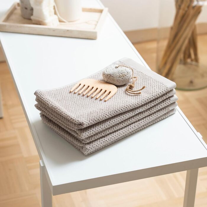 Набір гігієнічних рушників для рук та обличчя herzbach home Spa Kollektion, 100% бавовна, 5 шт, 30x50 см, пісочно-сірий