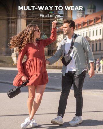 WATERFLY Поясна сумка на пояс для чоловіків та жінок: Стильна нагрудна сумка для спорту та моди, через плече, водонепроникна, маленька сумка на стегно для активного відпочинку, подорожей, походу, фестивалю, чорна