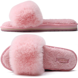 Тапочки жіночі пухнасті, рожеві, з хутром, COFACE – домашні, теплі, для дому, літні, зимові, басейну, пухнасті шльопанці