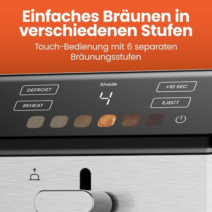 Тостер Chefman з цифровим керуванням, нержавіюча сталь, 2 слоти, 7 рівнів підсмажування, для тостів, багетів та розморожування