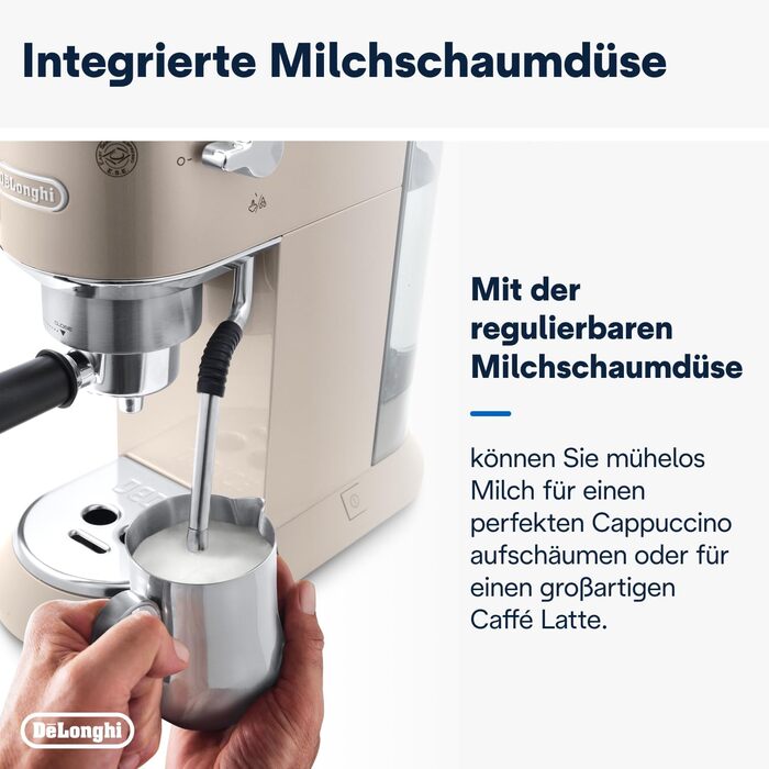Еспресо-машина De'Longhi Style EC 685.B Dedica + Kit Barista: компактна, з професійним капучинатором, для кави та ESE-капсул