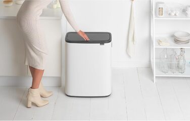 Відро для сміття Brabantia біле, 60 літрів, з одним внутрішнім відром