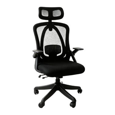 Ергономічне крісло для офісу з регульованими підлокітниками, 3D-підголівником та підтримкою попереку, офісне крісло з функцією гойдання та нахилу (біле та чорне)