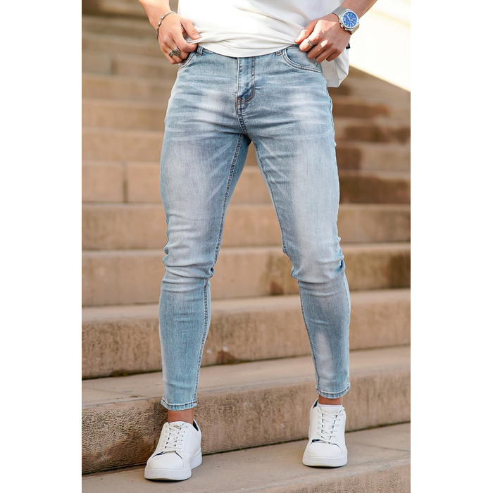 Чоловічі джинси GINGTTO Slim Stretch Skinny світло-блакитні 32W/30L