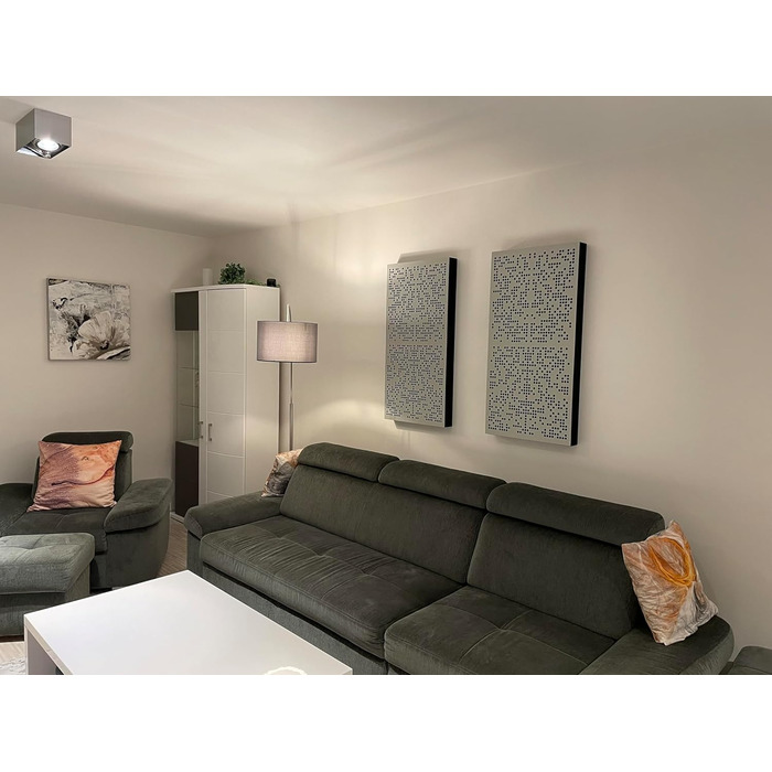 Гібридна акустична панель-абсорбер AbsorbFuser 100x50x11 см, звукопоглинаюча та дифузна панель (Сіра)