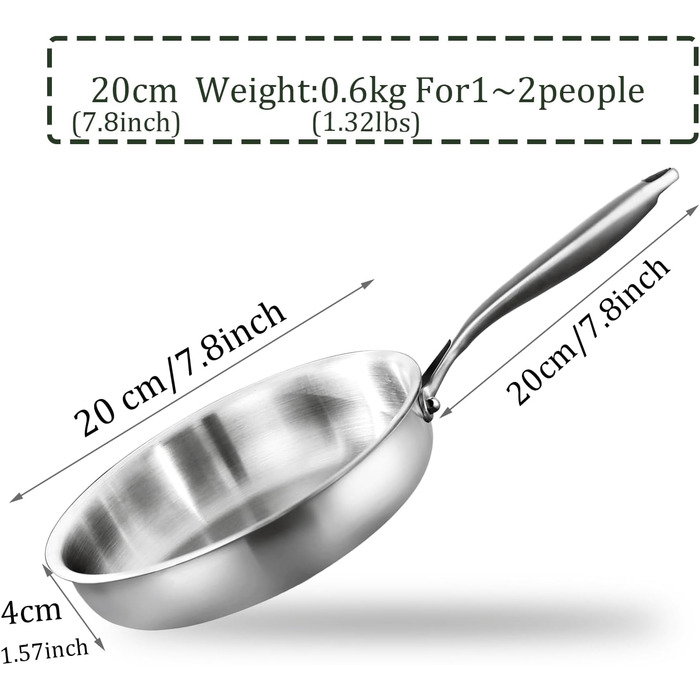 Сковорода з нержавіючої сталі 28 см, 3-шарова, безпечна, економна, стійка до високих температур, для всіх типів плит
