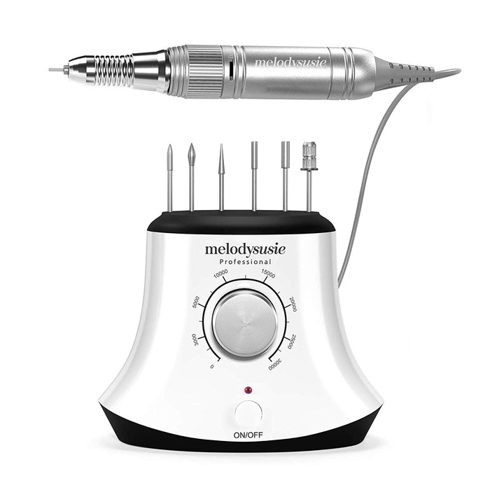 Електричний фрезер для нігтів MelodySusie 30000 об/хв: професійний набір для манікюру та педикюру з педалем, для гелю та акрилу, білий