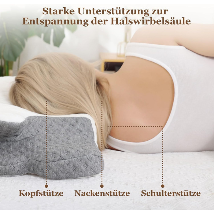 Ортопедична подушка для шиї та плечей з ефектом пам'яті (Memory Foam) — Ергономічна анатомічна подушка для сну, що знімає напругу
