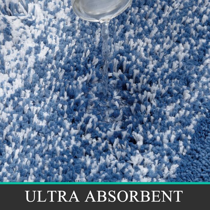 Enyhom 4-Piece Microfiber Bath Mat Set - Non-Slip Bathroom Rugs & Toilet Lid Cover (Blue, 45x65cm, 45x120cm, 50x60cm, 48x53cm)