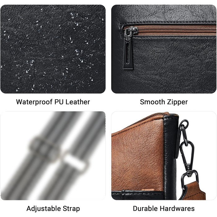 Сумка жіноча через плече Shrrie, екошкіра, чорно-коричнева, з ременем, для подорожей