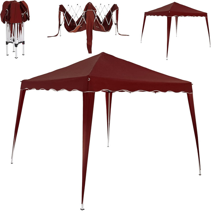 CASARIA® Pavilion Capri 3x3m Pop-Up UV Protection 50+ Waterproof Winter-Ready with Bag Foldable Stable Camping Garden Pop-Up Pavilion Party Tent (Red)