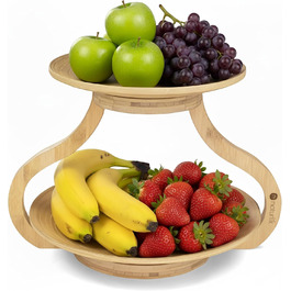 Натуралік: Двоярусна етажерка для фруктів з бамбука - Натуральне зберігання