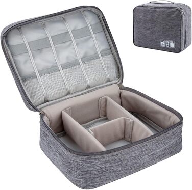 Водонепроникна сумка-органайзер QIMEI-SHOP для кабелів та аксесуарів: SD-картки, флешки, Power Bank (сіра)